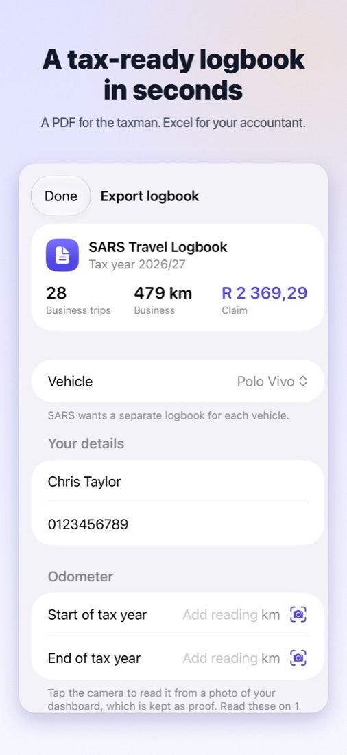 Exporting a SARS travel logbook